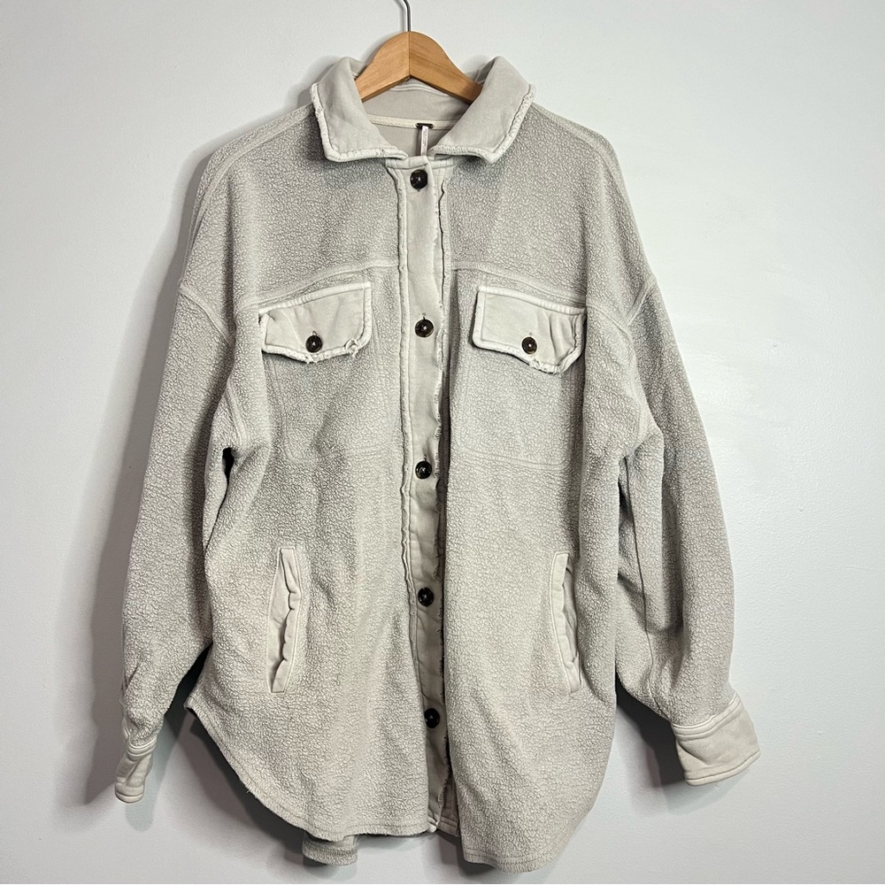 Free People Ruby Jacket Stone Oversized Shacket S… - image 3